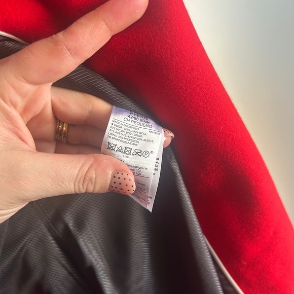 NWT Banana Republic OliviaPalermo Red Military Wool Blend Long Coat Petite Small - Picture 13 of 13